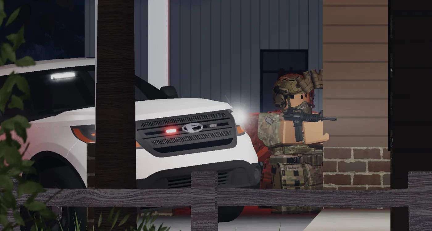 Officers stacked at a doorway