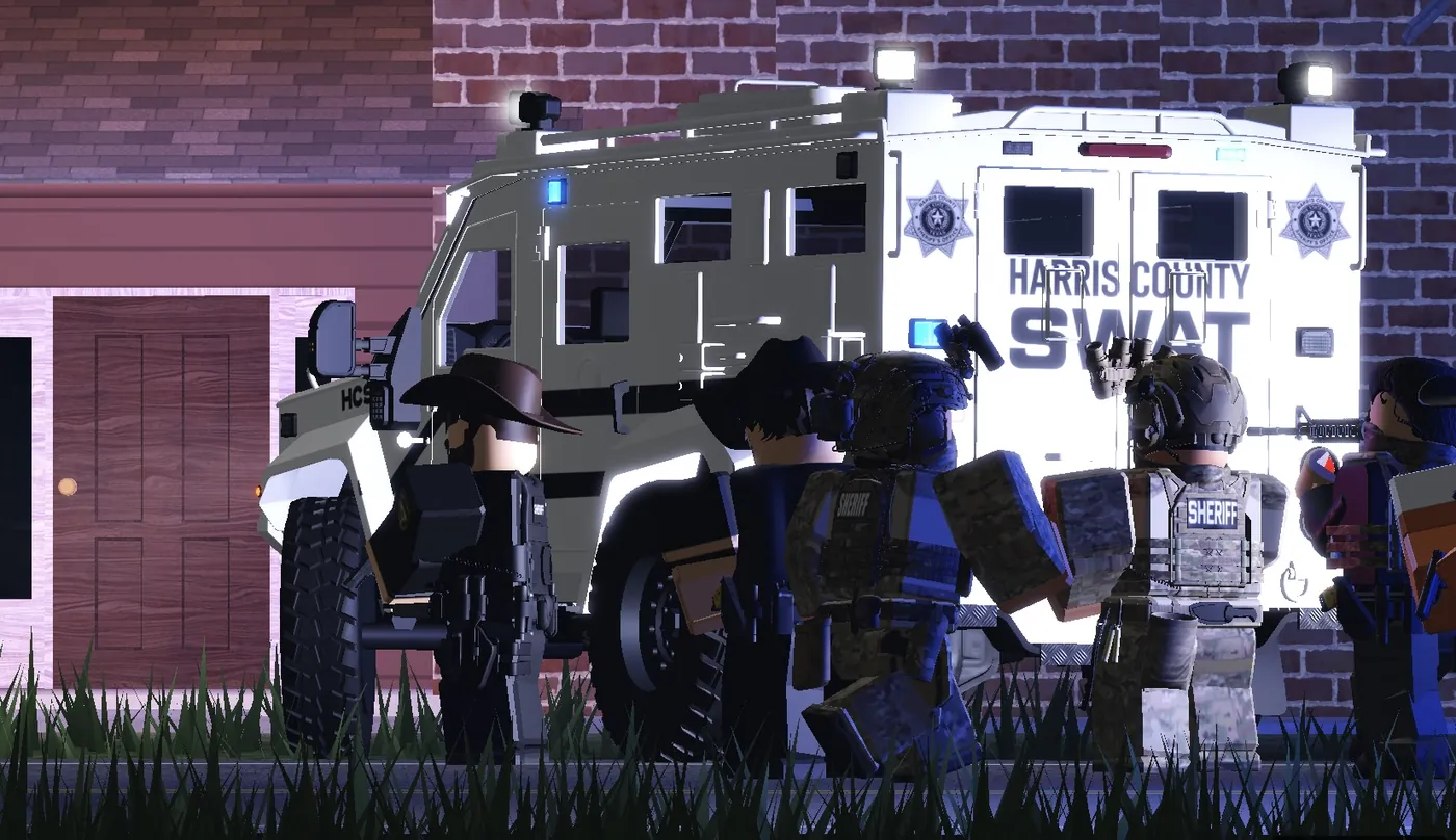 Harris County SWAT vehicle and team on scene