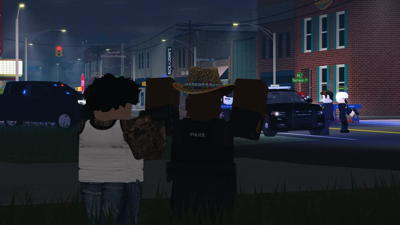 Officers on a night street